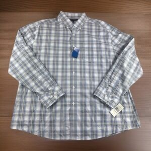 Vince Camuto Shirt Mens XXL Blue Plaid Long Sleeve Button Up Preppy Luxury NEW